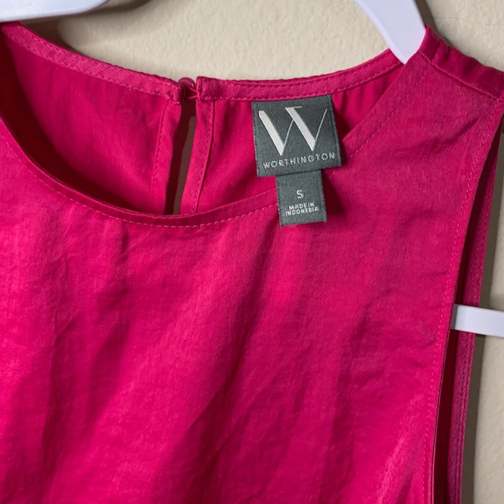 WORTHINGTON HOT PINK BUSINESS CASUAL SLIMMING BLOUSE SMALL